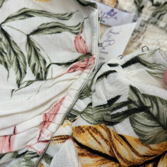 LuBella Boutique Tropical Corset Cropped Long Sleeve Chiffon Top NWT Medium - Picture 4 of 5